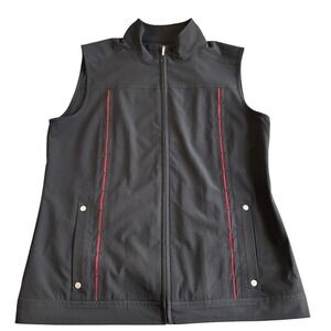 Chico's Zenergy Black Zip Up Vest Red Stitching Women's Size 0
